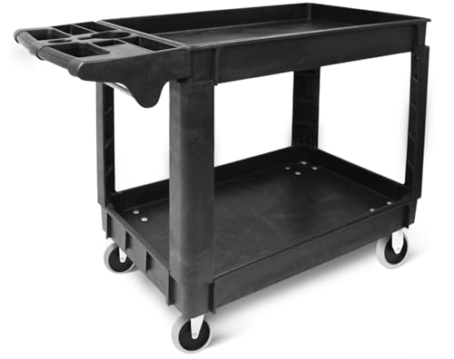 MaxWorks 80855 500-lb Utility Service PP Cart With Two Trays and Wheels 40 inch x 17 inch Overall Dimensions