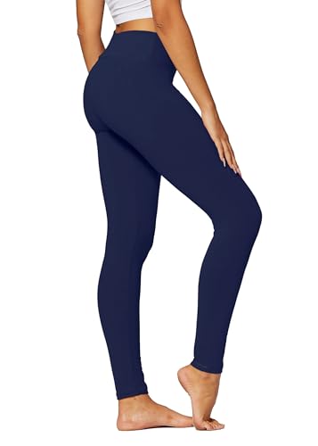 Conceited Navy Blue Premium Ultra Soft High Waisted Leggings for Women - 3' Wide Band - One Size Plus - SOL01P-3-Navy