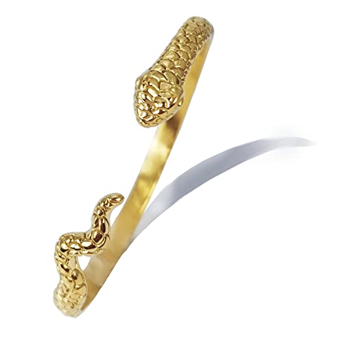 DEAROK 14K Gold Bracelet for Women Snake Cuff Bracelet for Girls Open Bangle Beads Bracelet Gift for Women Girl Friendship Gift