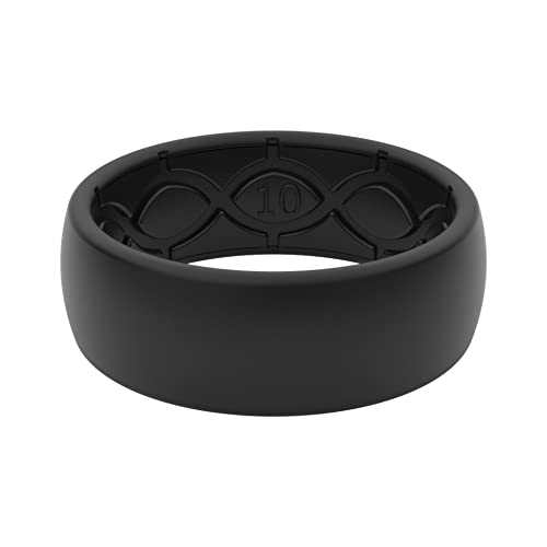 Groove Life Solid Black/Black Ring - Breathable Silicone Wedding Rings for Men, Lifetime Coverage, Unique Design, Comfort Fit Ring - Size 11
