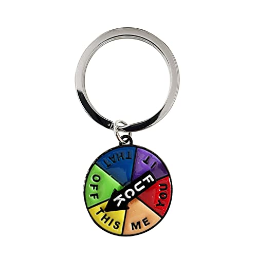 DAGORD Lucky Wheel Keychain Rotatable Arrow Key Chain Cute Circle Key Ring Lover Gifts Enamel Keyring Car Key Holder Keychains for Women, Collection and Display (F)