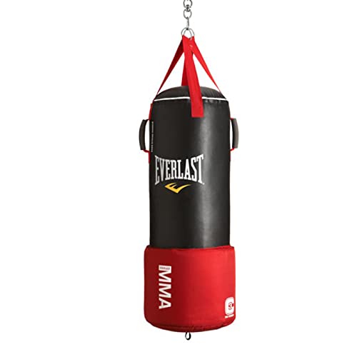 Everlast Omnistrike MMA 80 Pound Gym Boxing Punching Heavy Bag with Heavy Duty Nylon Straps and Double End Loop, Black