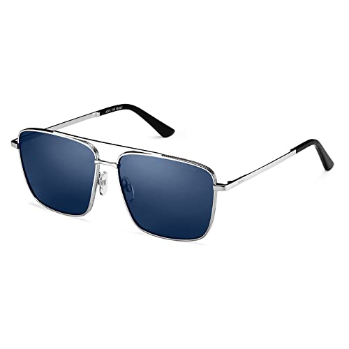 MVMT Navigator Polarized Square Sunglasses - Stainless Steel Sunglasses for Men & Women - Cruiser Shades Block 100% of UV Rays - Premium, Durable Sunnies - Oversized Unisex Sunglasses - 57mm