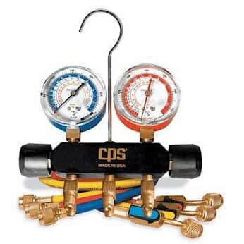 CPS Products MBHP5E Black Max Professional A/C Manifold Set, 5' Valve Hoses; psi and F Gauges