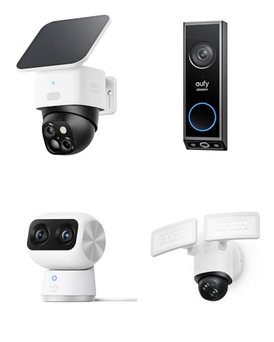 eufy Security SoloCam S340, Video Doorbell E340, Indoor Cam S350 with Floodlight Camera E340 Wired, Dual Camera