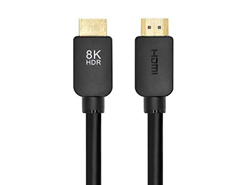 Monoprice 8K Ultra High Speed HDMI Cable - HDMI 2.1, 8K@60Hz, 4K@120Hz, 48Gbps, HDR, VRR, 15ft, No Logo, Black