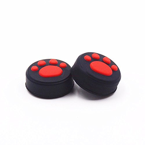 New 2PCS Silicone Anti-Slip Thumb Grip Stick Cover Joystick Caps for Nintendo Switch & Lite Joy-Con Controller -Cat Paw Red