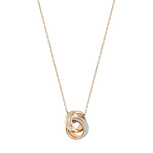 Swarovski Further Pendant, Pavé, Intertwined circles, White, Rose gold-tone Finished