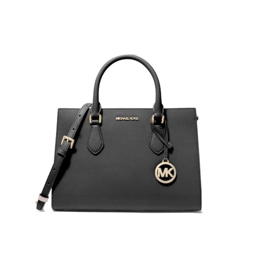 Michael Kors handbag for women Sheila satchel medium (Black With Gold Hardware)