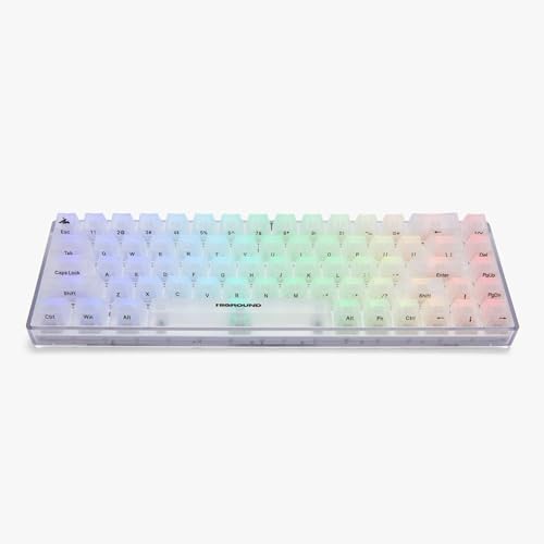 Higround Crystal Opal Basecamp 65% Mechanical USB Wired Gaming Keyboard, Silent Glacier Switches, Programable RGB, Transparent/Translucent, Hot-Swappable, Deep Thock Creamy Sounding PC Keyboard