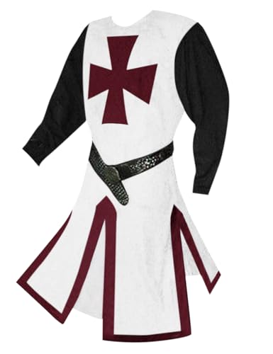 Runcati Mens Medieval Crusader Knights Tunic Renaissance Warrior Templar Cosplay Costumes Tops