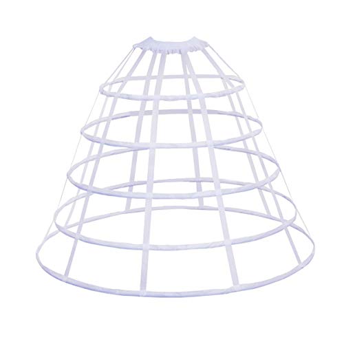 HappyStory Cage Hoop Skirt Petticoat Dress Pannier 5 Hoops Bustle Cage Crinoline (white 5 hoop)