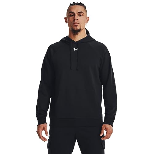 Under Armour Mens Rival Fleece Hoodie, (001) Black / / White, Large