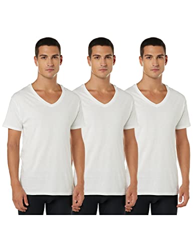 Hanes mens Tagless Cotton V-neck Â– Multiple Packs and Colors Undershirt, White - 3 Pack, XX-Large US