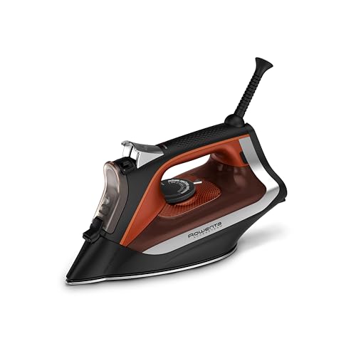 Rowenta, Iron, Access Stainless Steel Soleplate Steam Iron for Clothes, 300 Microsteam Holes, 1700 Watts, Lightweight, Auto-off, Ironing, Black Clothes Iron, DW2360