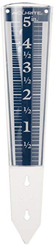 AcuRite 5' Capacity Easy-to-Read Magnifying Acrylic, Blue (00850A3) Rain Gauge