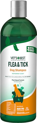 Vet’s Best Flea & Tick Advanced Strength Dog Shampoo - Dog Flea and Tick Treatment - Plant-Based Formula - Certified Natural Oils - 12 oz