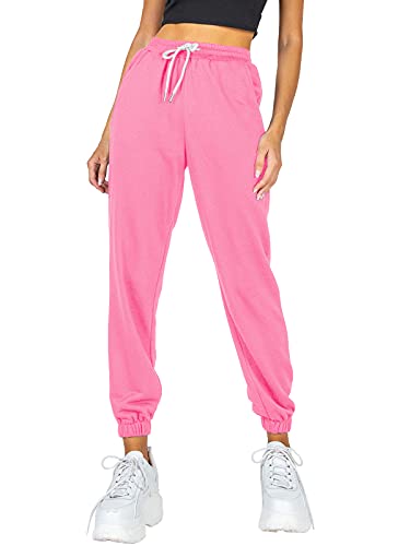 AUTOMET Women's Cinch Bottom Sweatpants High Waisted Athletic Joggers Lounge Scrub Pants Preppy Clothes Light Pink