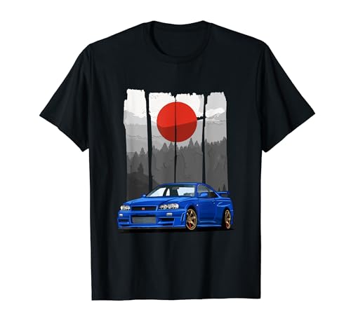 JDM Skyline R34 Car Tuning Japan Rising Sun Drift T-Shirt