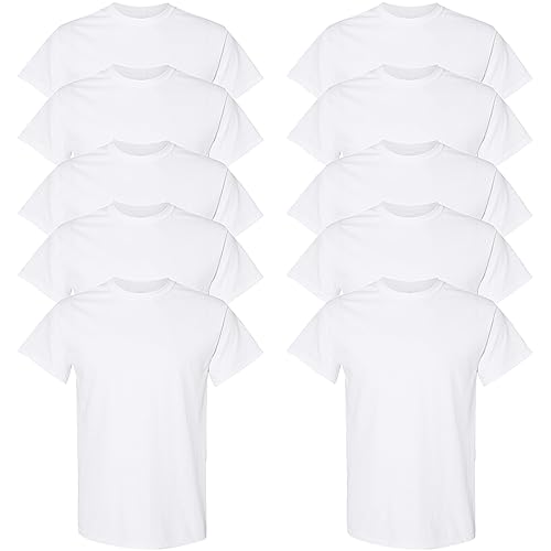 Gildan Men's Heavy Cotton T-Shirt, Style G5000, Multipack, White (10-Pack), 5X-Large