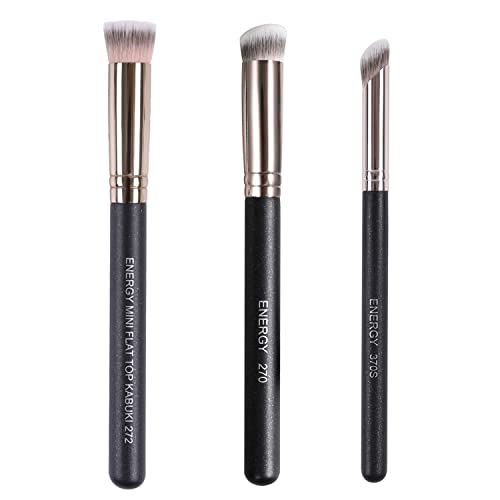 ENERGY Concealer Brush Set Professional Angle Under Eye Concealer Brushes Flat Top Perfect For Eye Concealer Foundation Blending Liquid Cream or Flawless Powder Cosmetics Buffing Stippling