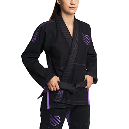 Sanabul Essential BJJ Gi for Women | Brazilian Jiu Jitsu Gi for Women | Lightweight Kimono, Preshrunk Fabric (Black, W2)