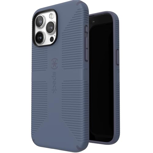 Speck iPhone 15 Pro Max Case - Built for MagSafe, Drop Protection Grip - Scratch Resistant, Soft Touch, 6.7 Inch Phone Case - CandyShell Grip Mystery Blue/Faded Denim