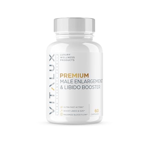 VITALUX || #1 Dosed Premium Erection Support & Libido Booster || Fast-Acting Blood Flow, Size & Firmness for Men's Enhancement | L-Arginine + 18 Ingredients | 3rd Party Tested + USA Made - 60 Pills