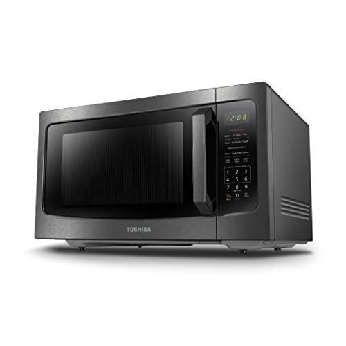 TOSHIBA ML-EM45P(BS) Countertop Microwave Oven with Smart Sensor and Position Memory Turntable, Function, 1.6 Cu.ft 13.6' Removable Black Stainless Steel, 1200W