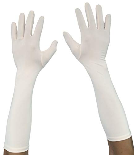 Seeksmile Adult Spandex Elbow Length Costume Gloves (Free Size, White)