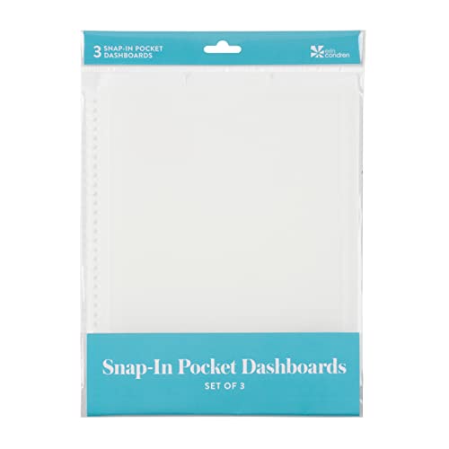 3 Pack Snap-in Pocket Dashboards 10.2' x 7.6', Clear with a Tab and Pocket on Each Sides of The Dashboard. Fits 7' x 9' Books. Works with Notepads and Very Well with Dry-Wet Erase Markers