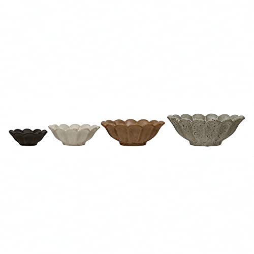 Creative Co-Op Stoneware Flower Bowls, 6' L x 6' W x 3' H, Multicolor