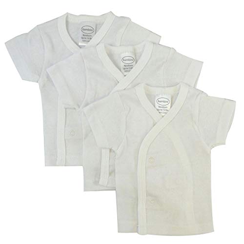 Bambini Rib Knit Newborn White Short Sleeve Side-Snap Shirt 3-Pack Undershirts