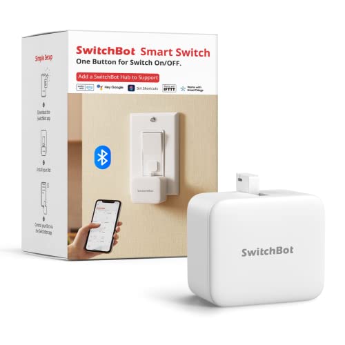 SwitchBot Smart Switch Button Pusher - Bluetooth Fingerbot for Rocker Switch/One-Way Button, Automatic Light Switch, Timer and APP Control, Works with Alexa When Paired with SwitchBot Hub (White)
