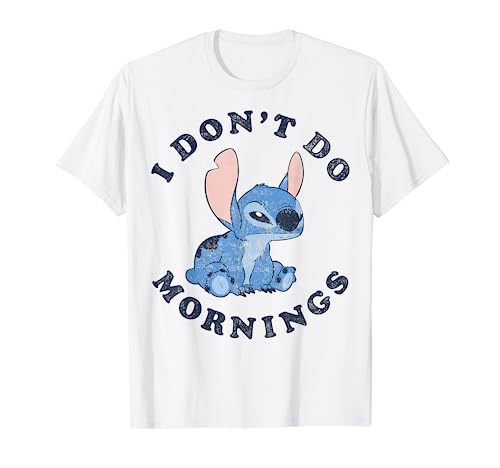 Disney Lilo & Stitch I Don't Do Mornings Distressed V2 T-Shirt