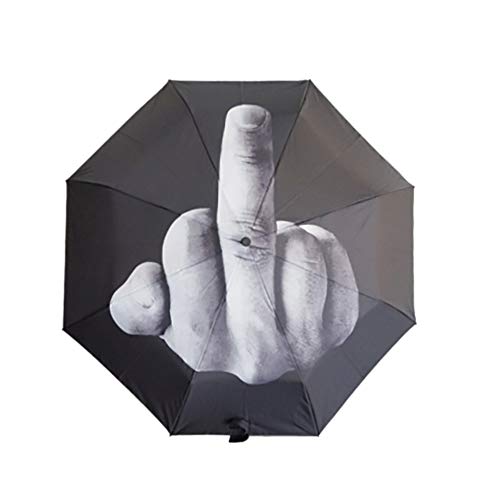 ESHOO Travel Umbrella Novelty Middle Finger Umbrella Funny Folding Rain Umbrella