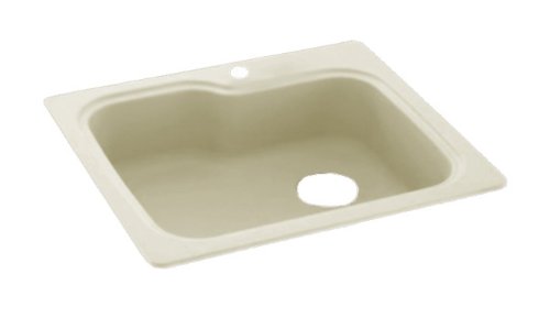 Swanstone KS03322SB.037 Solid Surface 1-Hole Drop in Single-Bowl Kitchen Sink, 33-in L X 22-in H X 10-in H, Bone