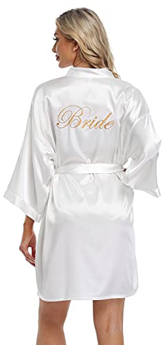 PENGEE Women's Short Kimono Robe Soft Bride Bridesmaid Robes for Wedding Party Bridal Robes Getting Ready