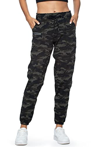 Haowind Joggers for Women with Pockets Elastic Waist Workout Sport Gym Pants Comfy Lounge Yoga Running Pants(Green Camo M)
