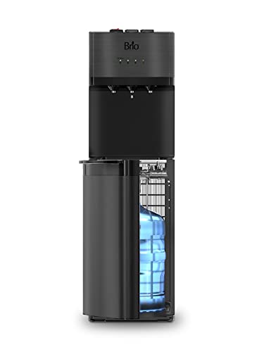 Brio Self Cleaning Bottom Loading Water Cooler Water Dispenser – Black Stainless Steel - 3 Temperature Settings - Hot, Room & Cold Water