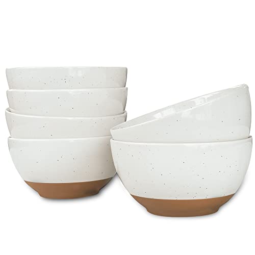 Mora Ceramic Small Dessert Bowls - 16oz, Set of 6 - Microwave, Oven and Dishwasher Safe, For Rice, Ice Cream, Soup, Snacks, Cereal, Chili, Side Dishes etc - Microwavable Kitchen Bowl, Vanilla White
