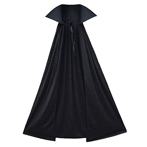SeasonsTrading 53' Black Cape with Stand-Up Collar - Halloween Cosplay Costume Party