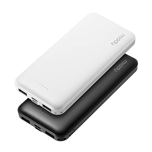 Miady 2-Pack 10000mAh Dual USB Portable Charger, USB-C Fast Charging Power Bank, Backup Charger for iPhone 15/14/13, Galaxy S23/22, Pixel and etc