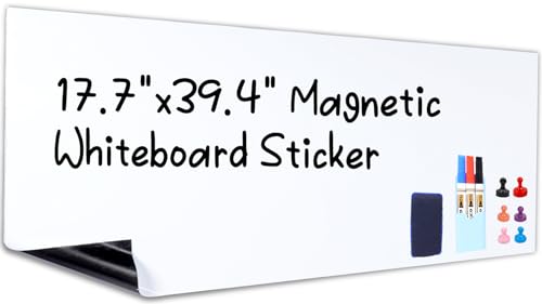 HAMIGAR Magnetic Whiteboard Contact Paper 17.5' X 39.4' White Board Sticker for Wall, Whiteboard Stick on Wall Peel and Stick Wallpaper Magnetic Whiteboard for Wall Dry Erase Board Adhesive Poster