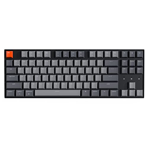 Keychron K8 Hot-swappable Wireless Bluetooth/Wired USB Mechanical Keyboard with Gateron G Pro Blue Switch/White LED Backlight/N-Key Rollover, Tenkeyless 87-Key Computer Keyboard for Mac Windows