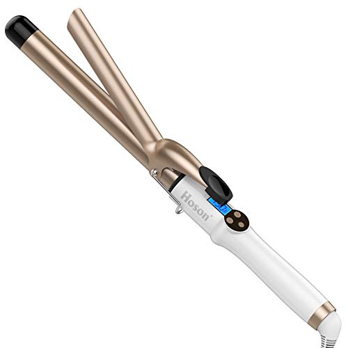 Hoson 1 Inch Curling Iron Professional Ceramic Tourmaline Coating Barrel Hair Curler, LCD Display with 9 Heat Setting(225°F to 450°F for All Hair Types, Glove Include)
