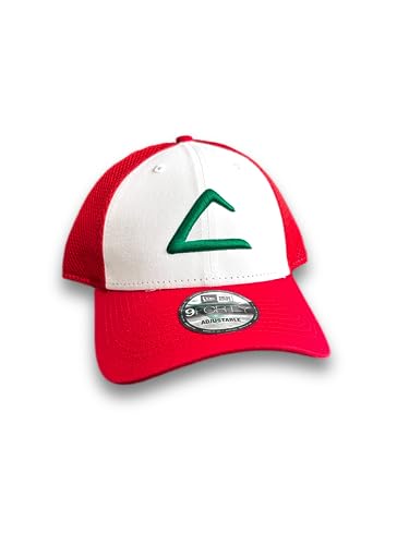 Embroidered Ash Ketchum Red and White, Premium 3D Puff Logo Poke League Trainer Anime Cosplay Snapback