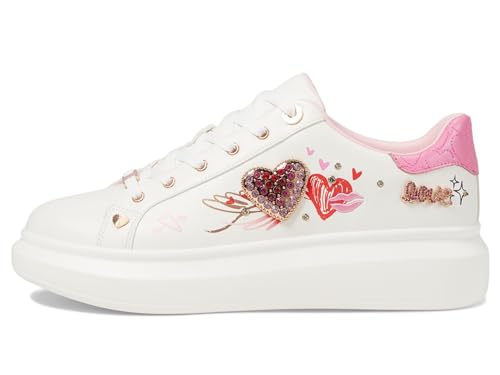 ALDO Women's Heart Step Sneaker, White/Pink, 6.5