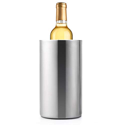 Jolitac Wine Chiller Bucket, Stainless Steel Double Wall Wine Cooler Bucket, Keeps Cold for Hours Wine Bottle Cooler Chiller Insulated Champagne Beer Ice Bucket (1 PC)