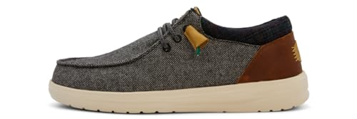 Hey Dude Wally Grip Wool Charcoal Size 8 | Men’s Shoes | Men's Slip-on Loafers | Comfortable & Light-Weight